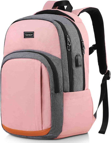 YIORMIOR Schulrucksack Mädchen Teenager, Rucksack Damen Schule Daypacks für 15.6 Zoll Laptop Rucksack mit USB Ladeanschluss 35L
